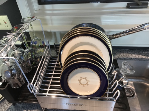 SABATIER Expandable Dish Drying Rack w/ Stemware Rack, Expands
